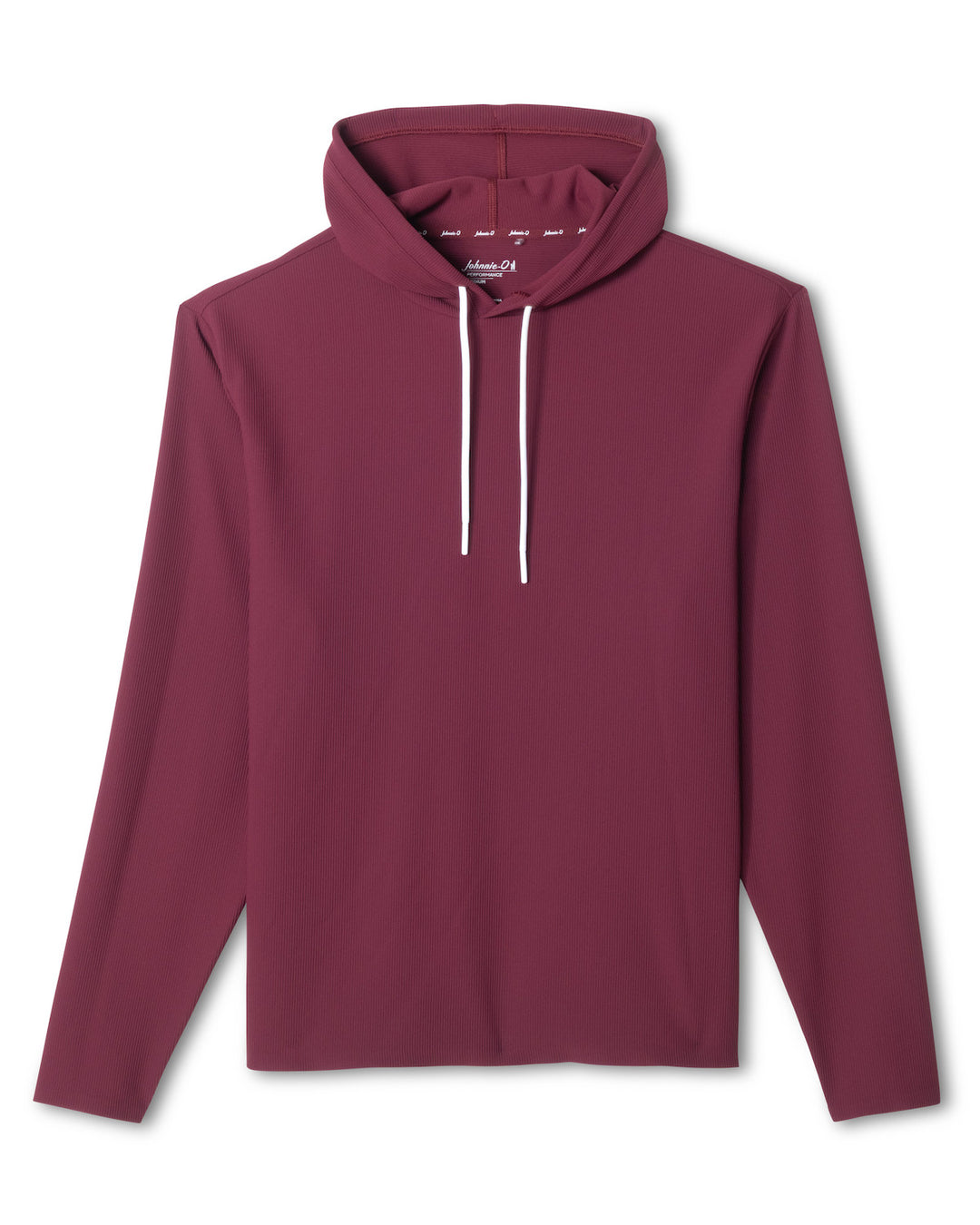 Johnnie-O Hoppin Ribbed Knit Performance Hoodie: Maroon