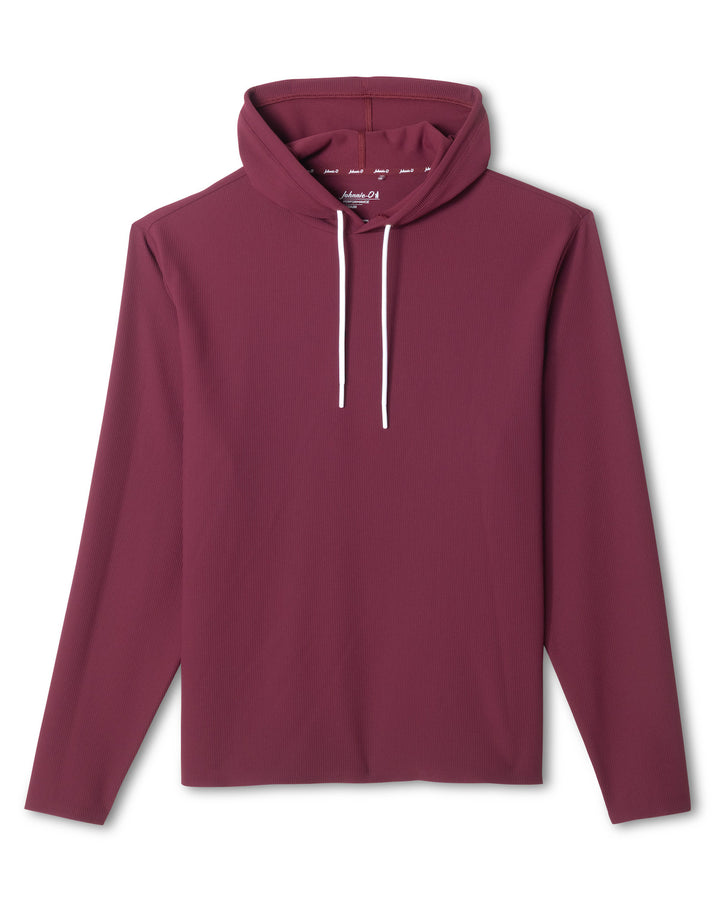 Johnnie-O Hoppin Ribbed Knit Performance Hoodie: Maroon