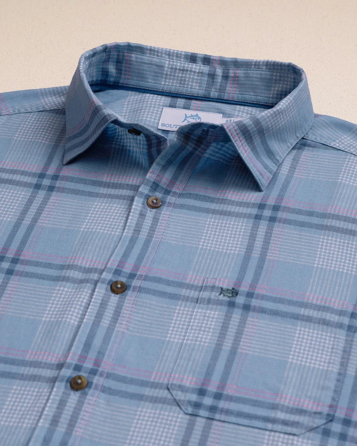 Southern Tide Island Breeze Heather Brushed Twill Sport Shirt: Heather Ocean Channel