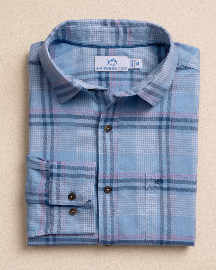 Southern Tide Island Breeze Heather Brushed Twill Sport Shirt: Heather Ocean Channel