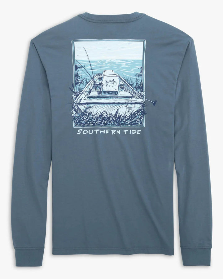 Southern Tide Jon Boat Fishing Long Sleeve T-Shirt: Blue Haze