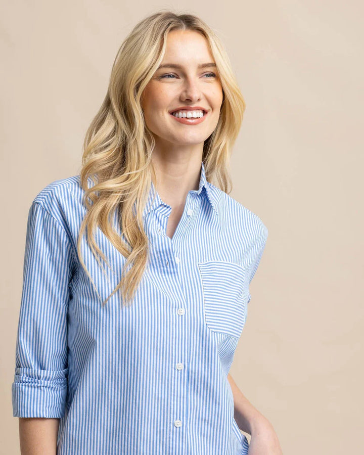 Southern Tide Katherine Stripe Shirt: Blue Fin