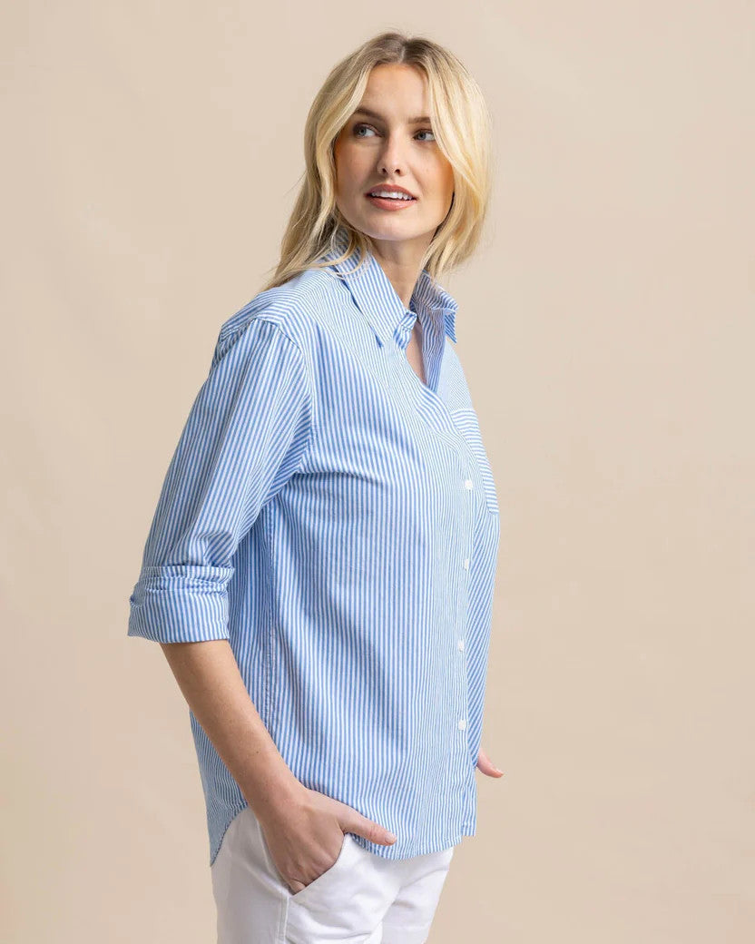 Southern Tide Katherine Stripe Shirt: Blue Fin