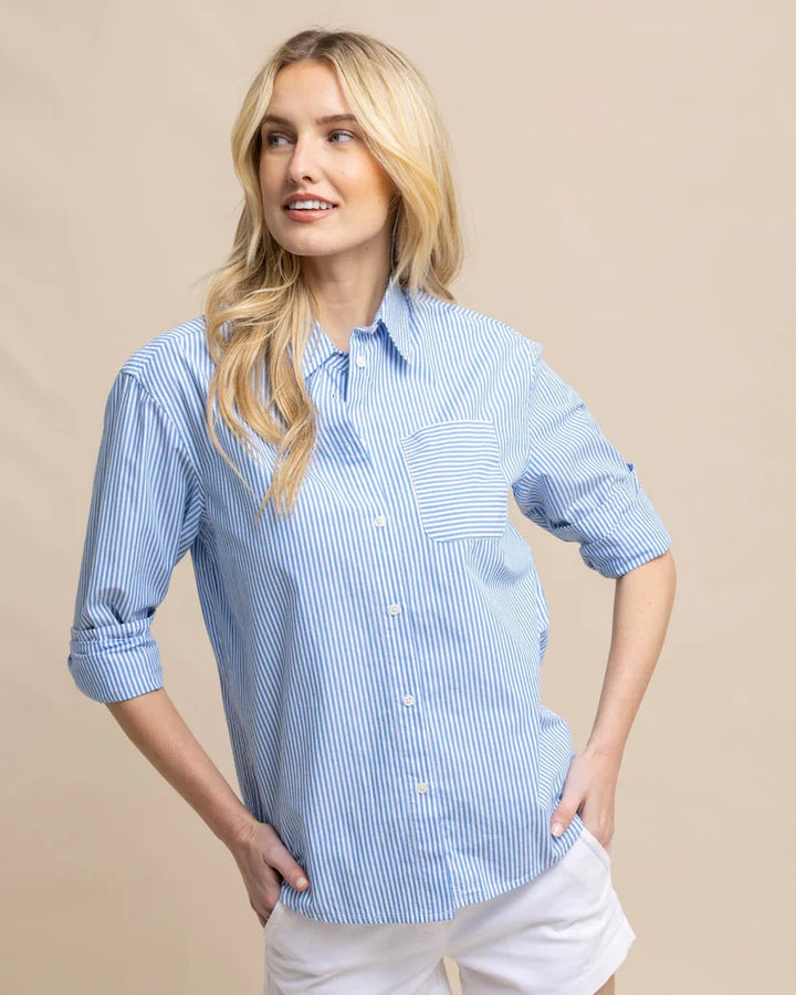 Southern Tide Katherine Stripe Shirt: Blue Fin