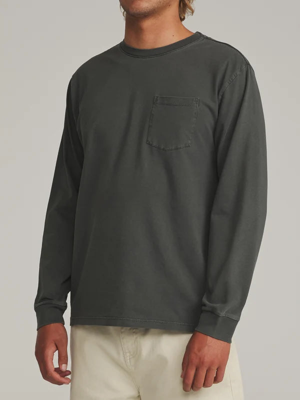 Katin Base Long Sleeve Tee: Black Vintage Wash