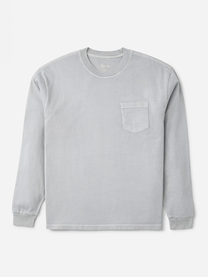 Katin Base Long Sleeve Tee: Gray Blue Vintage Wash
