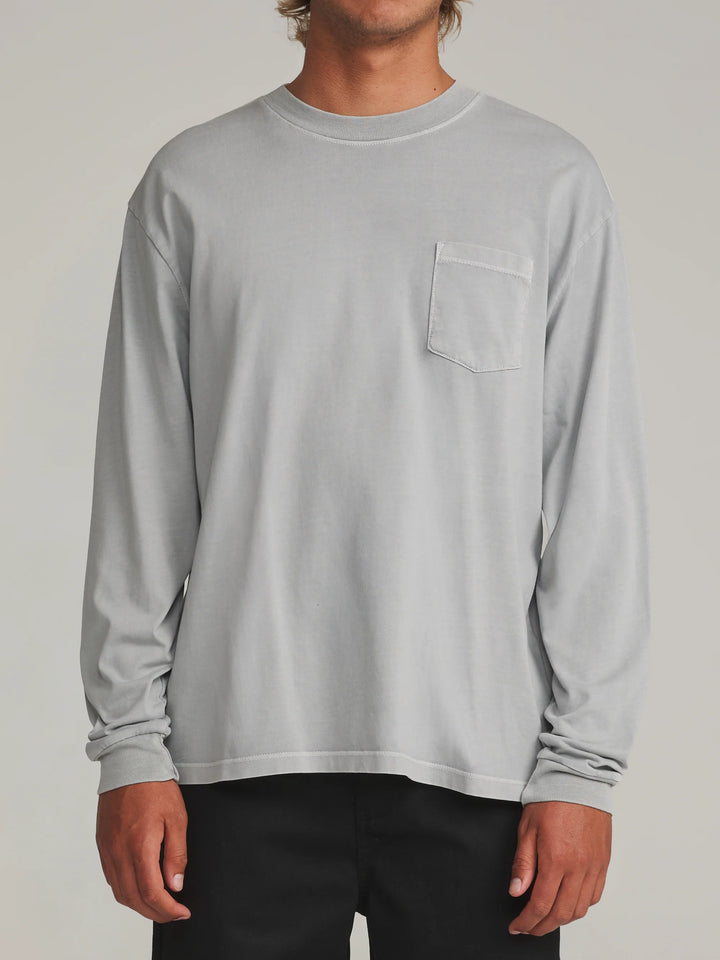 Katin Base Long Sleeve Tee: Gray Blue Vintage Wash