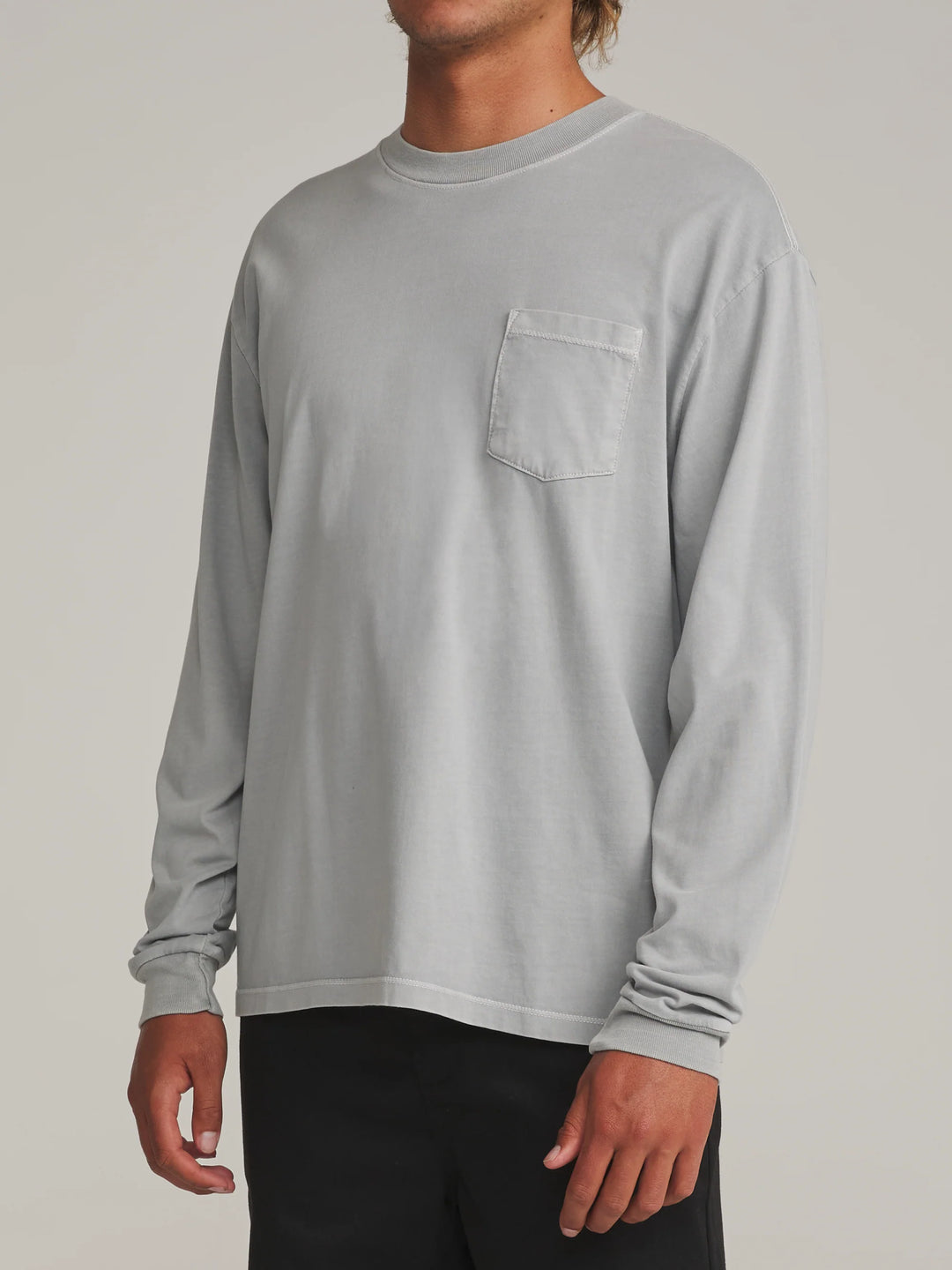 Katin Base Long Sleeve Tee: Gray Blue Vintage Wash