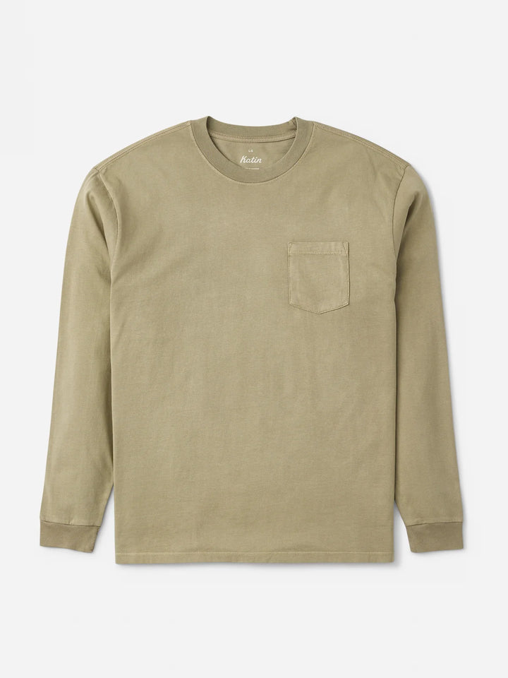 Katin Base Long Sleeve Tee: Olive Vintage Wash