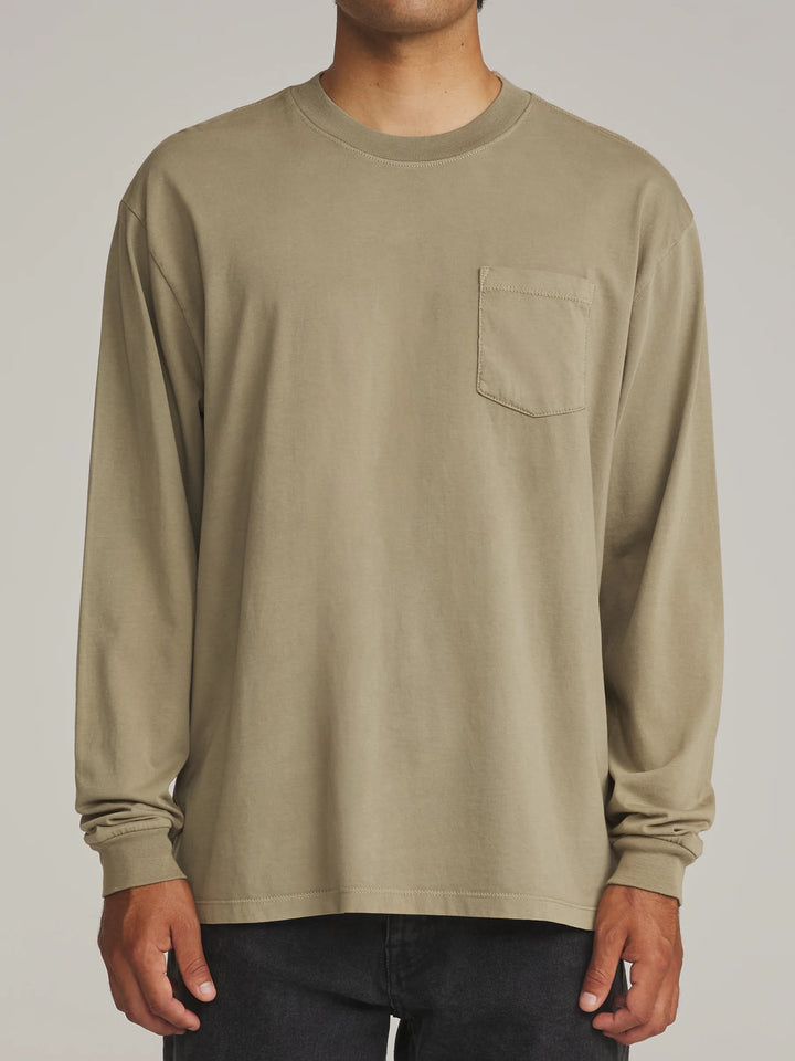 Katin Base Long Sleeve Tee: Olive Vintage Wash