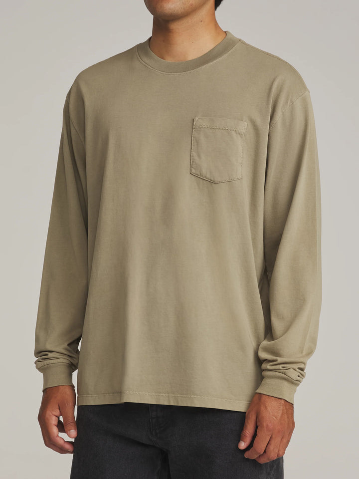Katin Base Long Sleeve Tee: Olive Vintage Wash