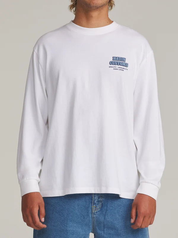 Katin Lorry Box Fit Long Sleeve Tee: White
