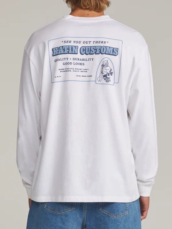 Katin Lorry Box Fit Long Sleeve Tee: White