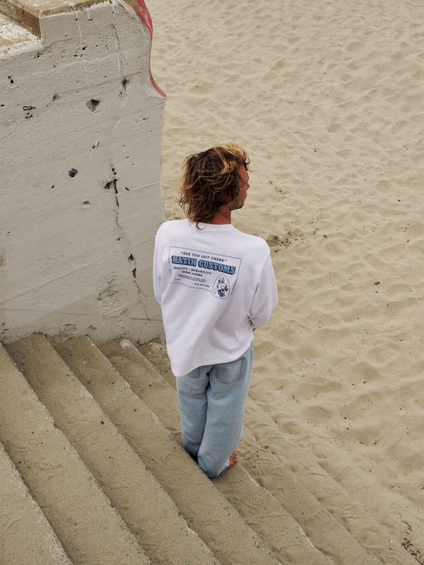 Katin Lorry Box Fit Long Sleeve Tee: White