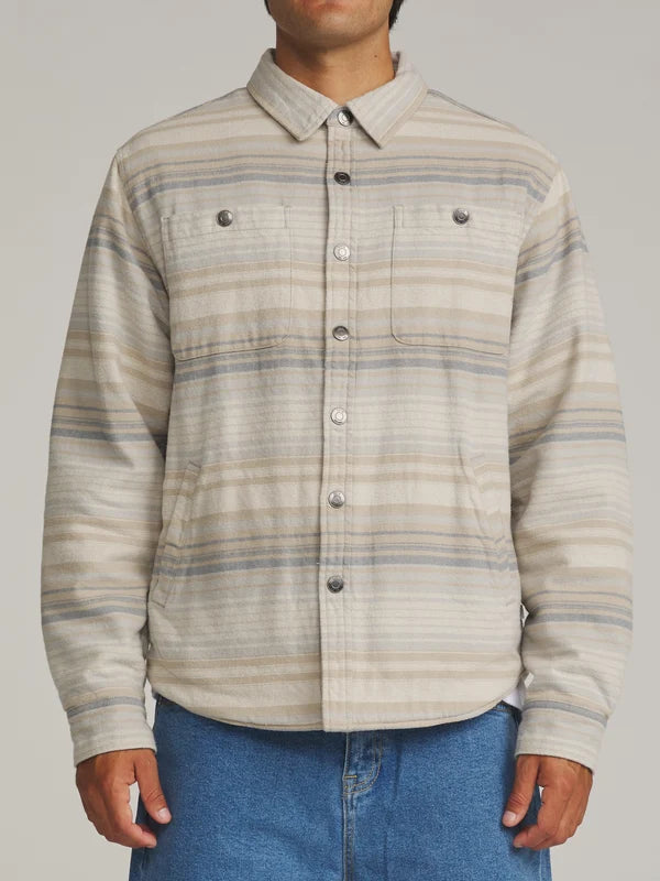 Katin Harold Stripe Shirt Jacket: Sand