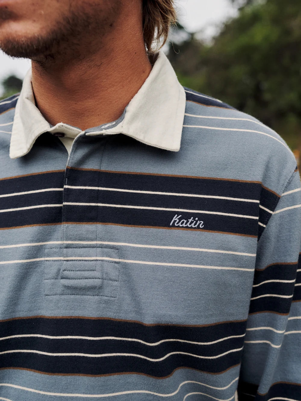Katin Greg LS Rugby Polo: Storm Blue