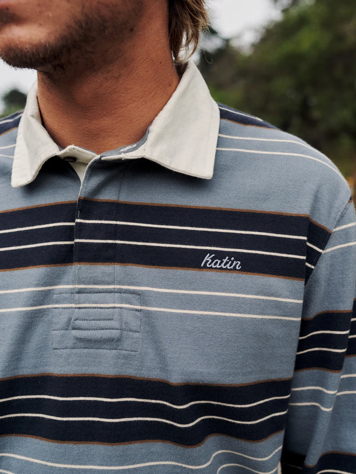 Katin Greg LS Rugby Polo: Storm Blue