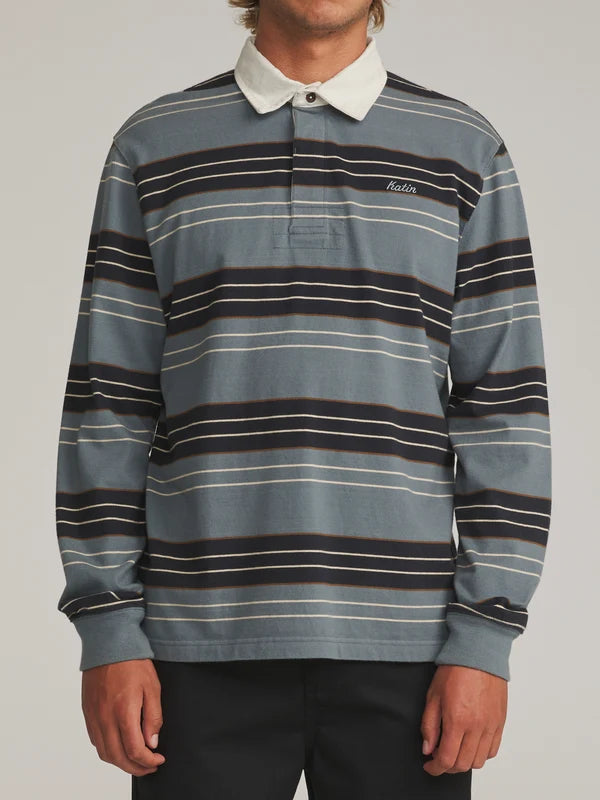 Katin Greg LS Rugby Polo: Storm Blue