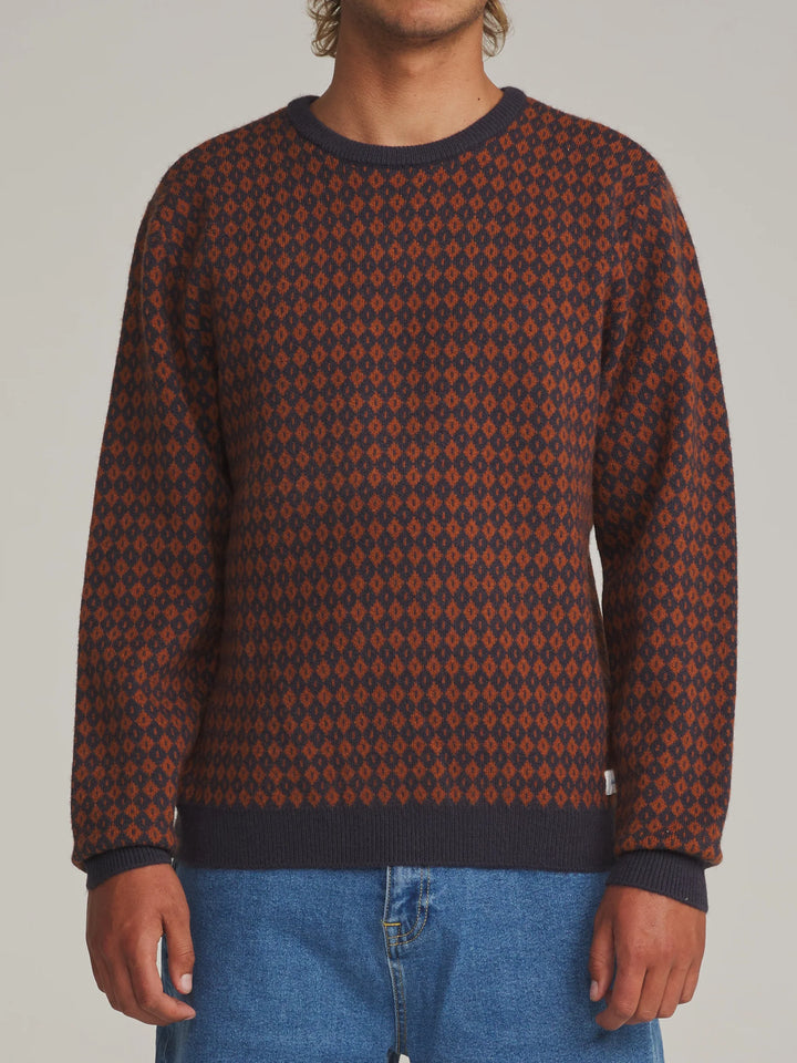 Katin Check Sweater: Rust/Navy