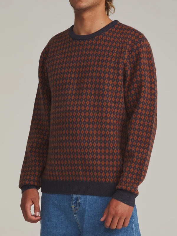 Katin Check Sweater: Rust/Navy