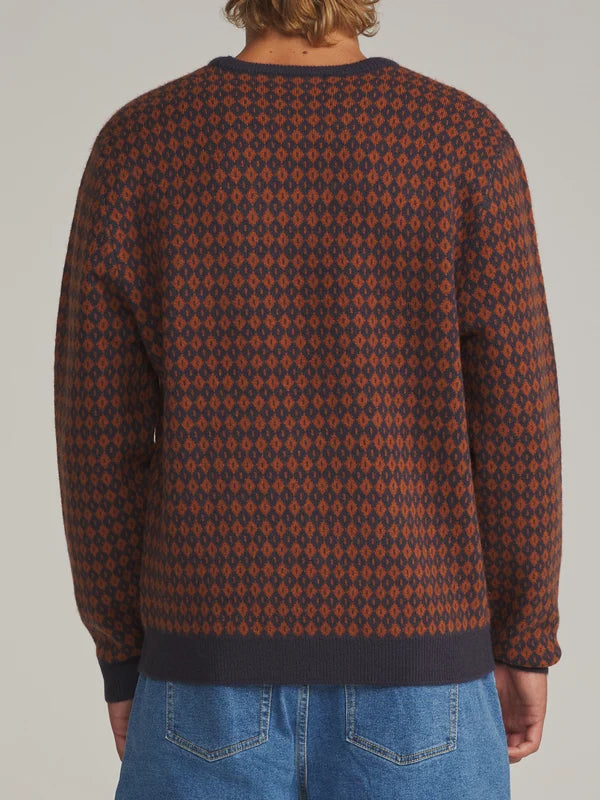 Katin Check Sweater: Rust/Navy