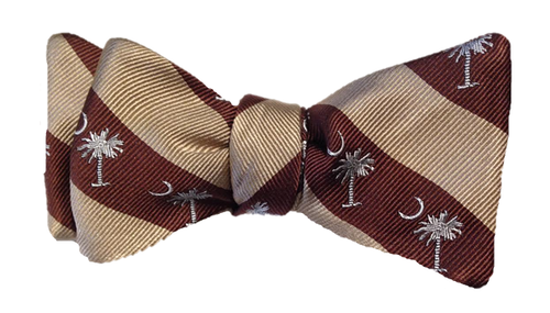 Palmetto Striped Bowtie - Khaki/Brown