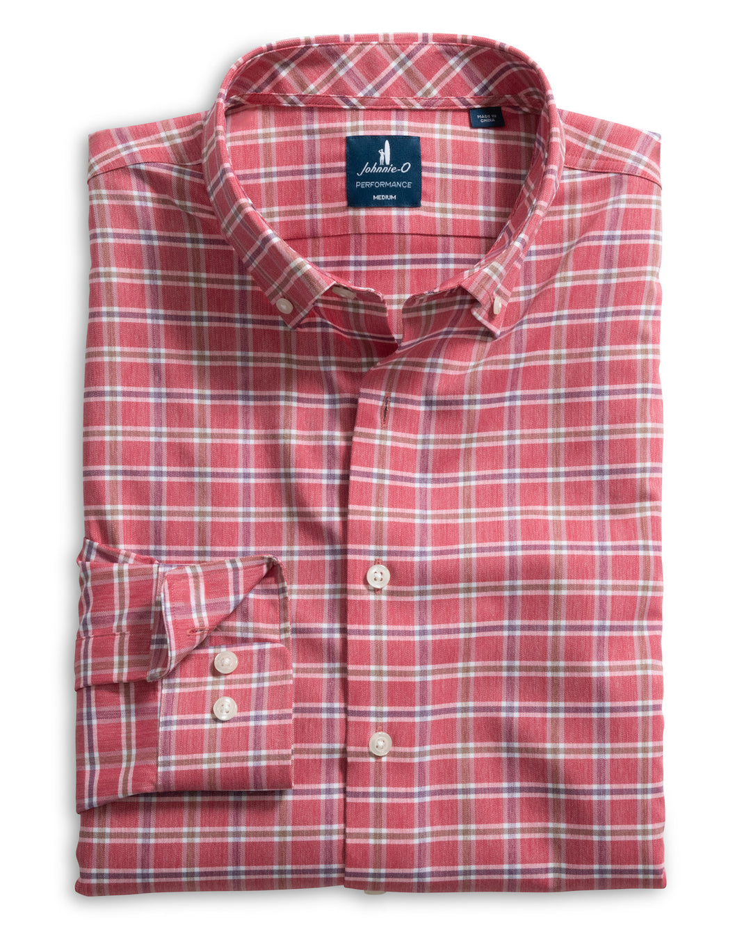 Johnnie-O Everyday Performance Button Down Shirt - Basswood Plaid: Racing Red