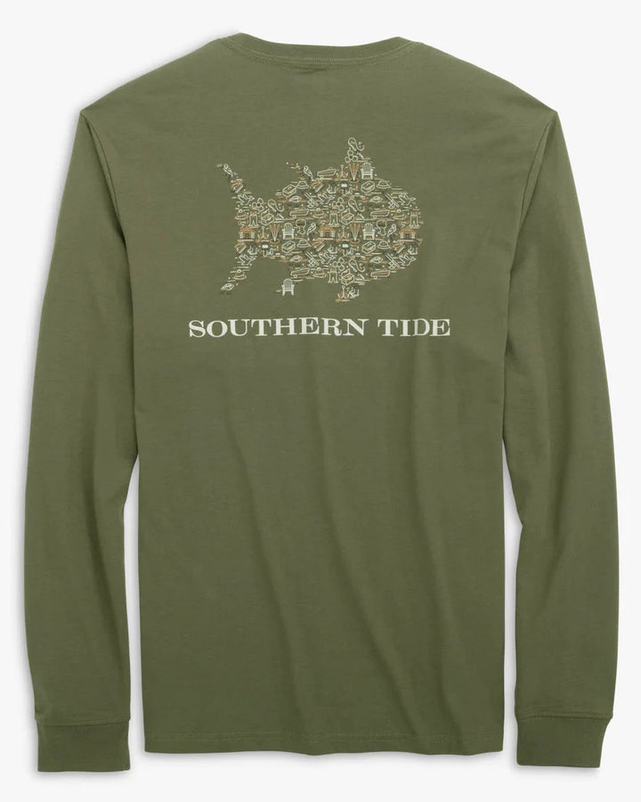 Southern Tide Livin Lodge Skipjack Fill Long Sleeve T-Shirt: Slaton Sea Green