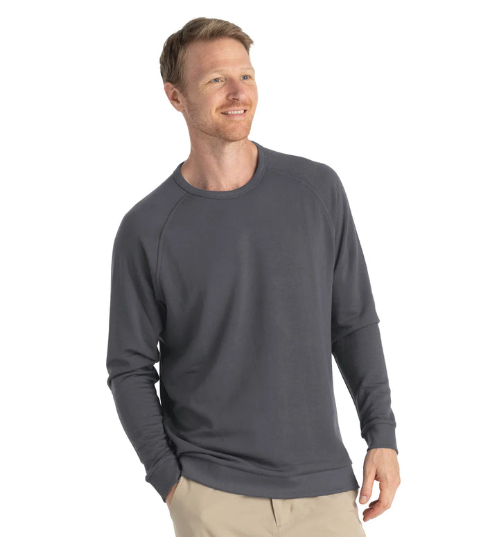 Free Fly Men's Bamboo Lightweight Fleece Crew: Black Sand