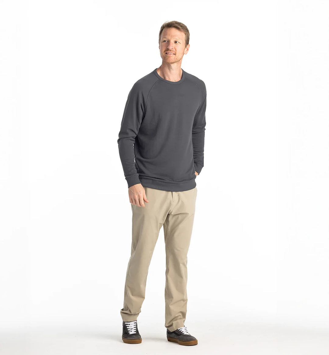 Free Fly Men's Bamboo Lightweight Fleece Crew: Black Sand