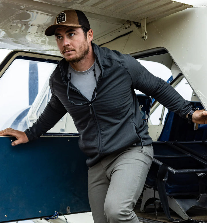 Free Fly Men's Gridback Fleece Jacket: Storm Cloud