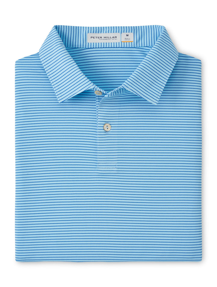 Peter Millar Featherweight Stripe Performance Polo: Seaport Blue