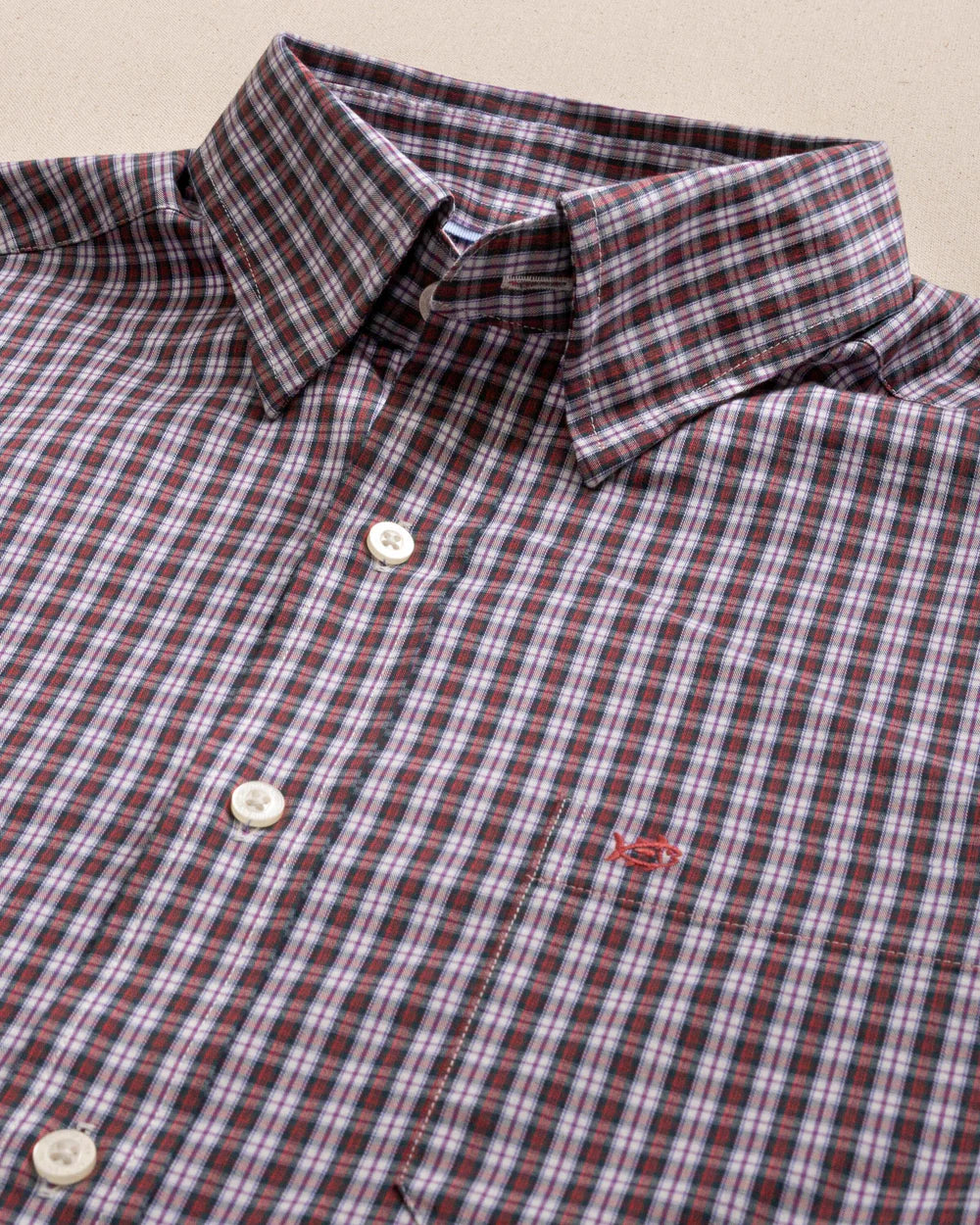 Southern Tide MacDuff Tartan Charleston Sport Shirt: Crab Red