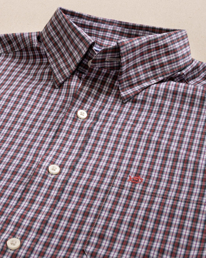 Southern Tide MacDuff Tartan Charleston Sport Shirt: Crab Red