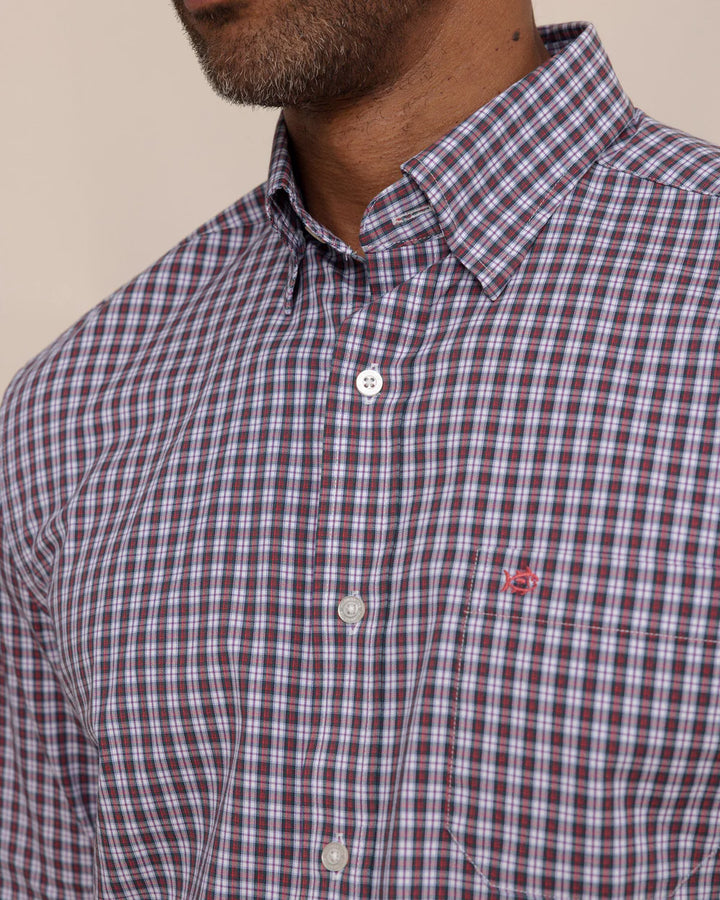 Southern Tide MacDuff Tartan Charleston Sport Shirt: Crab Red