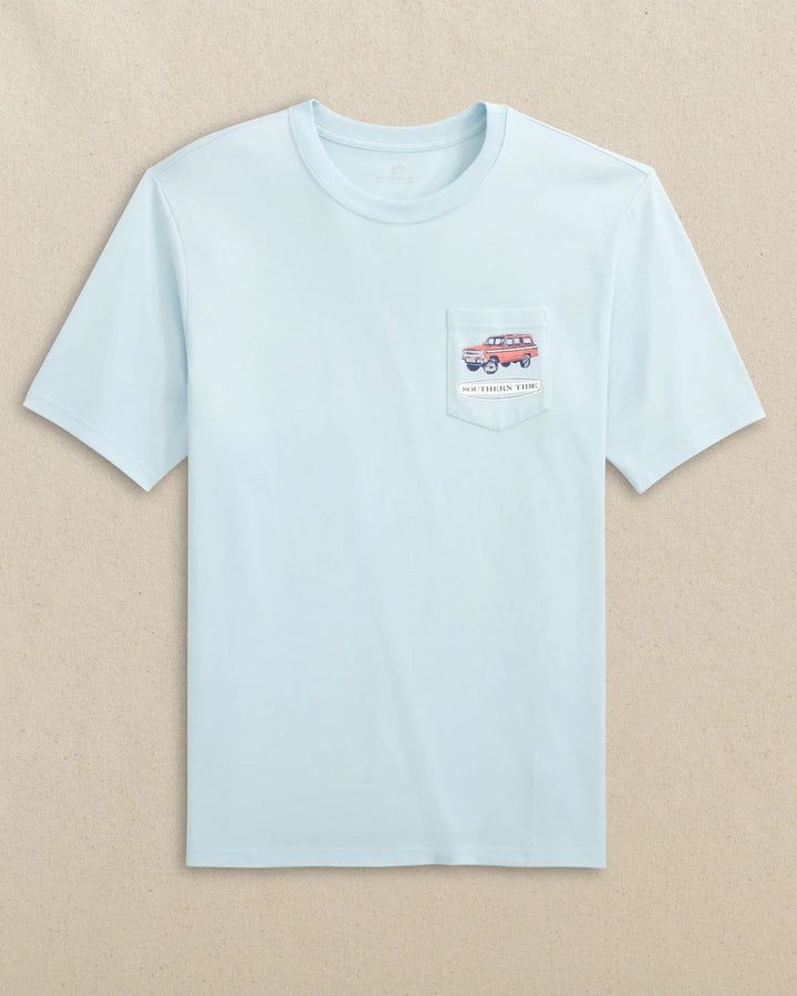 Southern Tide Marsh Wagon Short Sleeve T-shirt: Clear Day Blue