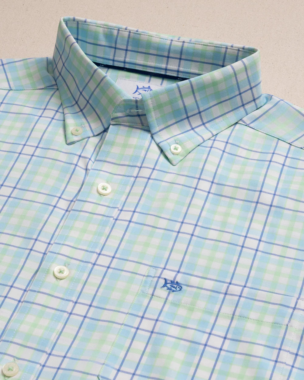 Southern Tide Master Plaid Coastal Breeze Sport Shirt: Tropical Breeze Blue