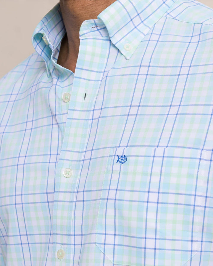Southern Tide Master Plaid Coastal Breeze Sport Shirt: Tropical Breeze Blue