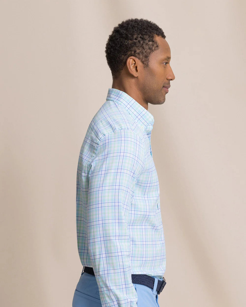 Southern Tide Master Plaid Coastal Breeze Sport Shirt: Tropical Breeze Blue