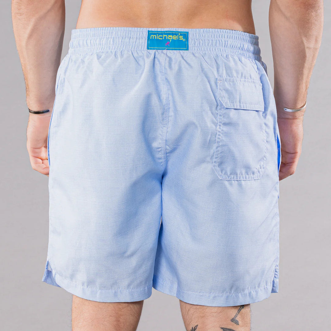 Michael's Solid Linen Swim Trunks w/ Cyclist Liner: Sky