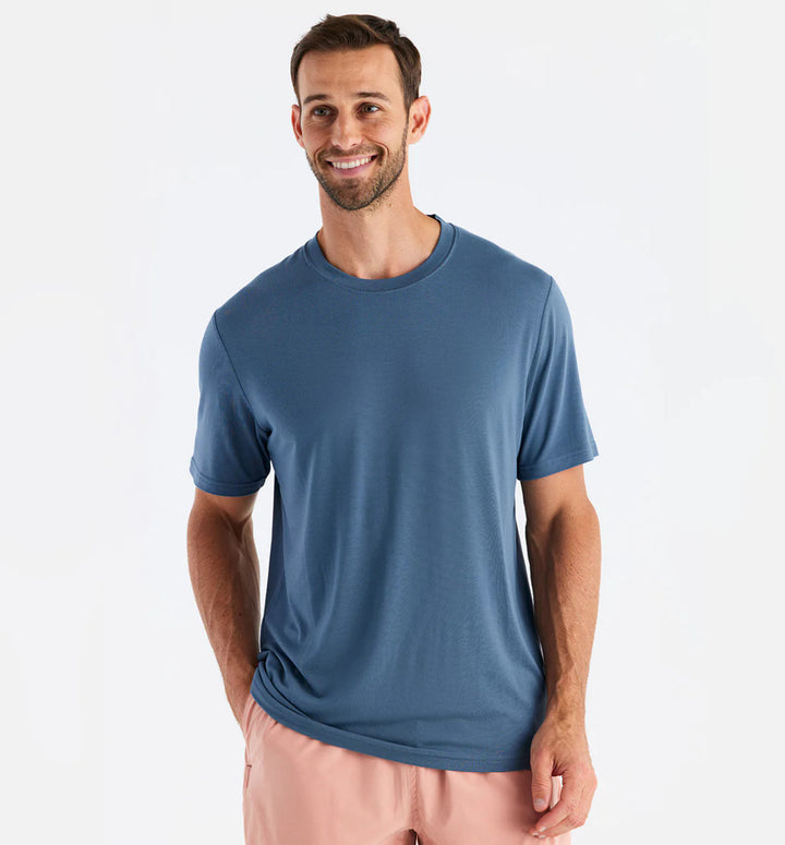 Free Fly Men's Bamboo Motion Tee: Slate Blue