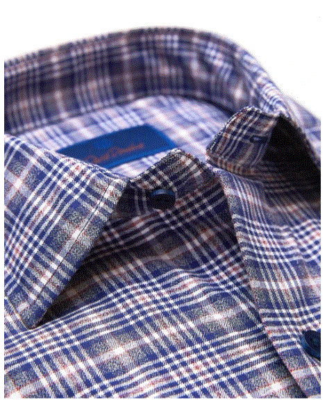 David Donahue Navy Heathered Plaid Sport Shirt