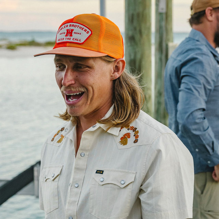 Howler Bros Unstructured Snapback Hat - Feedstore: Multi Orange