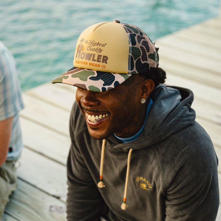 Howler Bros Western Wear Foam Dome Hat: Khaki/Camo