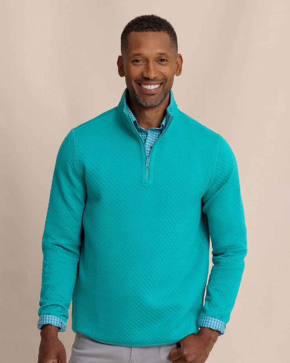 Southern Tide Oak Island Reversible Quarter Zip: Spruce Shade