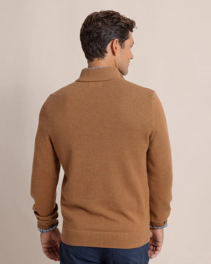 Southern Tide Oakatie Heather Quarter Zip Sweater: Heather Hazelnut Khaki