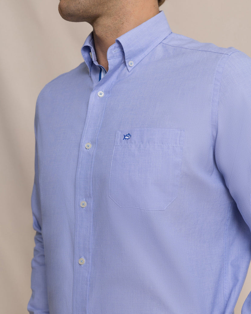 Southern Tide Offshore End on End Sport Shirt: Light Blue