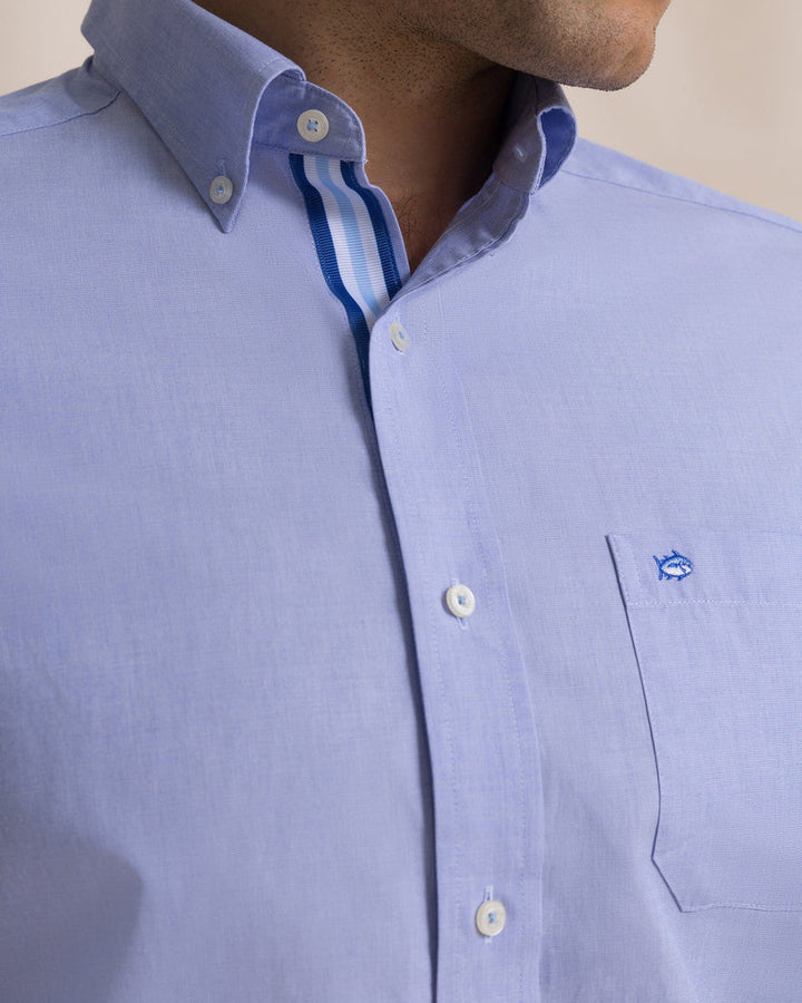 Southern Tide Offshore End on End Sport Shirt: Light Blue