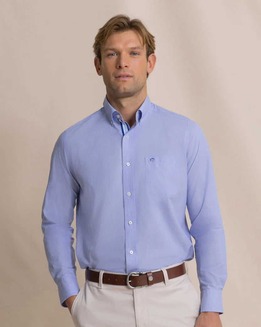 Southern Tide Offshore End on End Sport Shirt: Light Blue