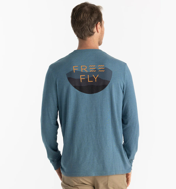 Free Fly Open Range Long Sleeve: Heather Slate Blue